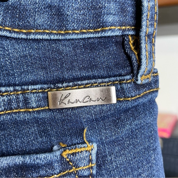 KanCan Dark Wash denim shorts w/ leopard pockets L - Picture 7 of 11